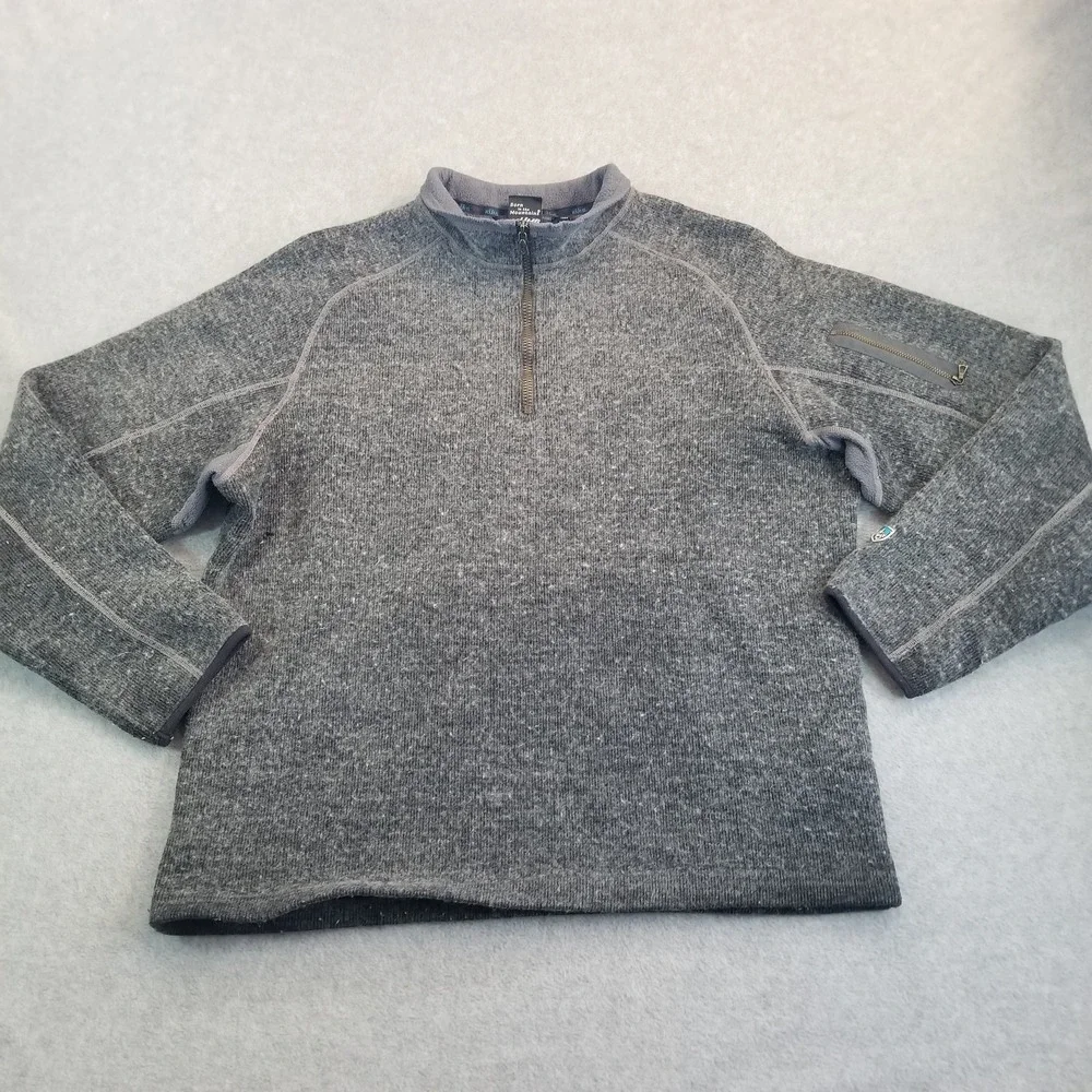 Kuhl Sweater Mens Extra Large Gray Quarter Zip Wool Blend Shaggy Outdoor Hiking